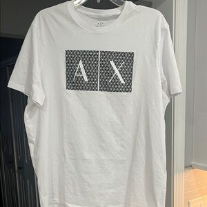 A/X Armani Exchange White Tee with Black Geometric AX Print XL